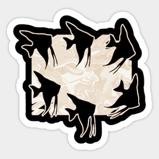 Currents Liquid Abstract Fawn Angelfish Silhouette Sticker